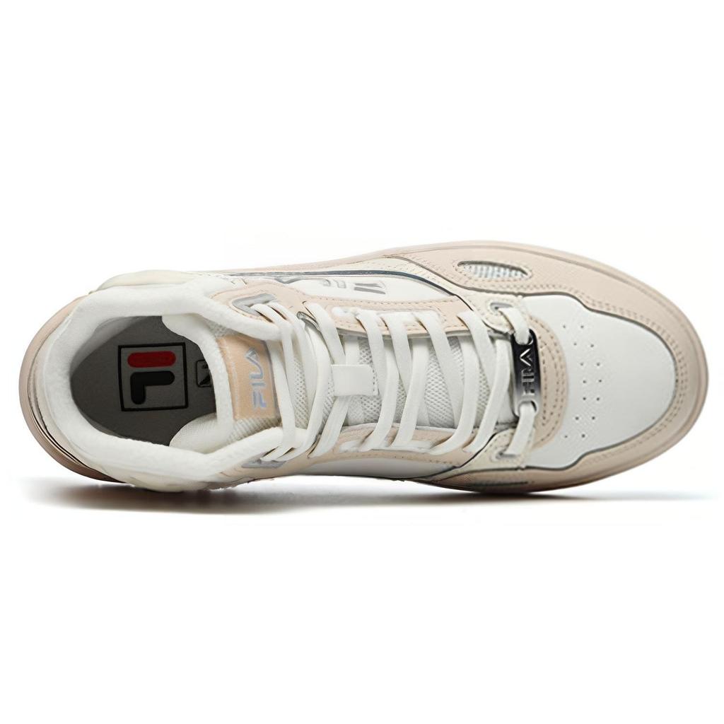 FILA Glory Mid Synthetic Leather Fleece Retro Basketball Shoes Women sneaker White Cassava-Pink F12W141216FST