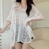 Cover Up Dress V-Neck Short Sleeve Hollow Out Breathable Loose Fit Summer