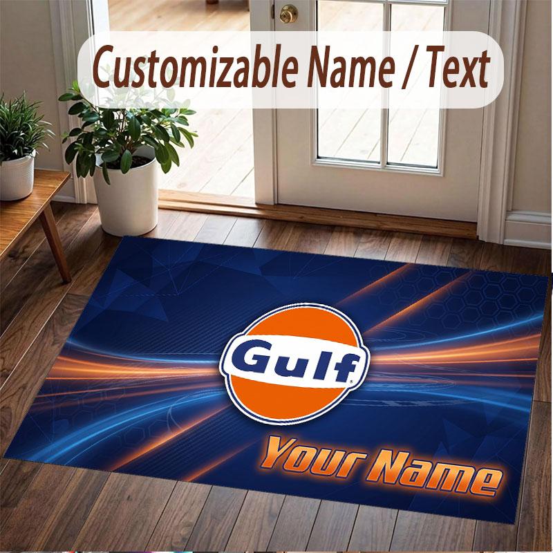 Custom Rug Gulf Pattern Print Name Text Soft Non‑Slip Floor Carpet for Home Indoor Decoration
