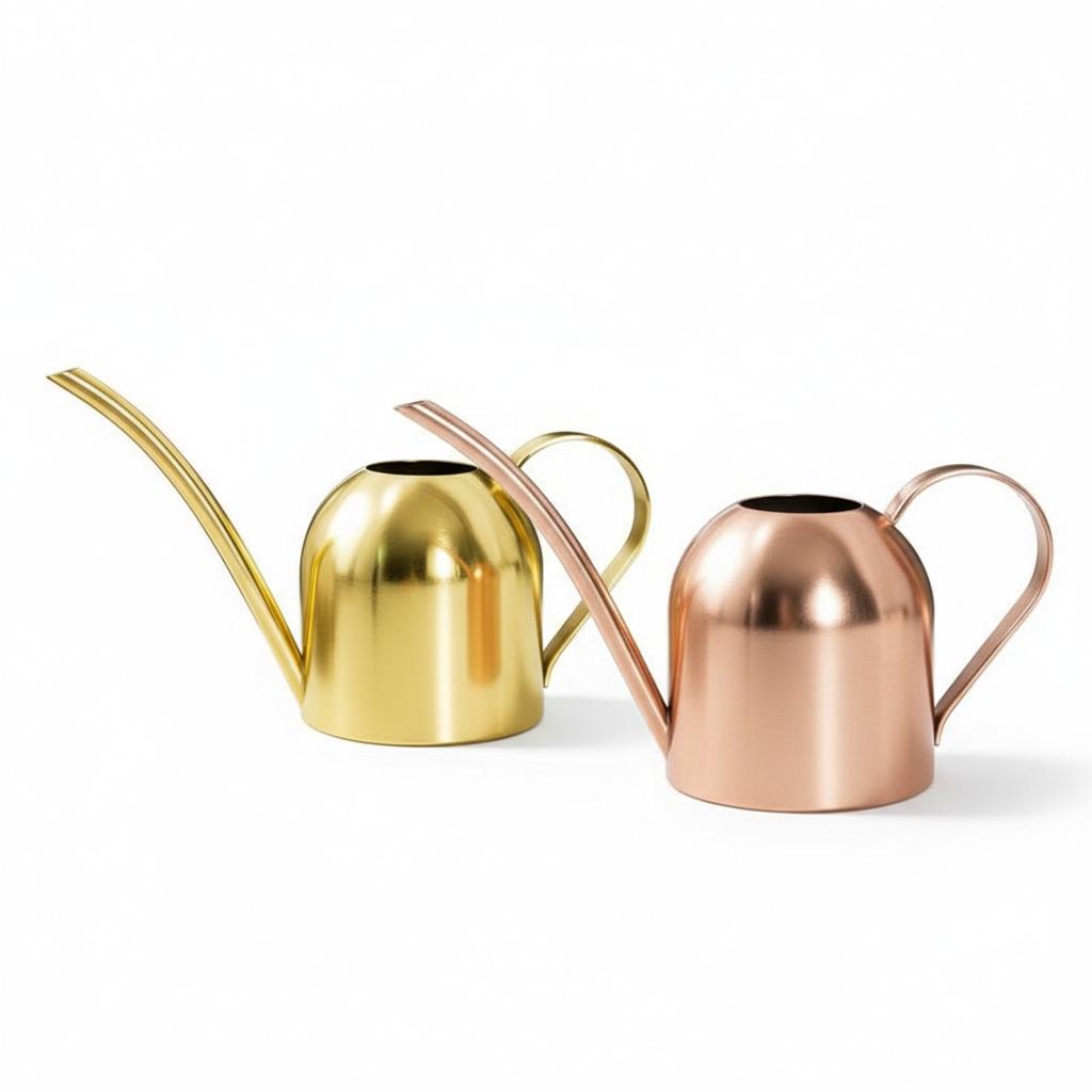 Golden 500ML Stainless Steel Watering Can with Long Spout - Green Plant Sprayer & Small Garden Sprinkler