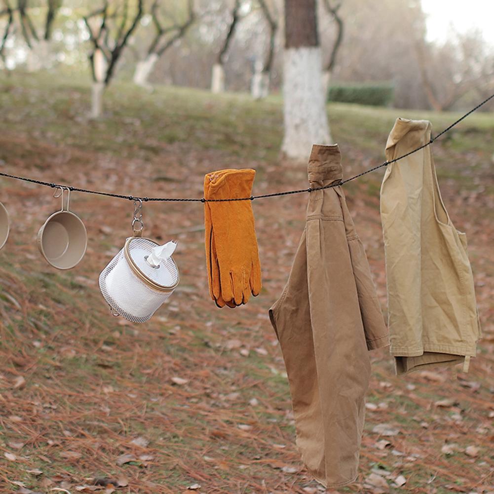 3M Outdoor Camping Stretch Clothesline with 12 Clips Windproof Travel Stretchy Clothesline Sock Line Hanging Laundry Drying Rope