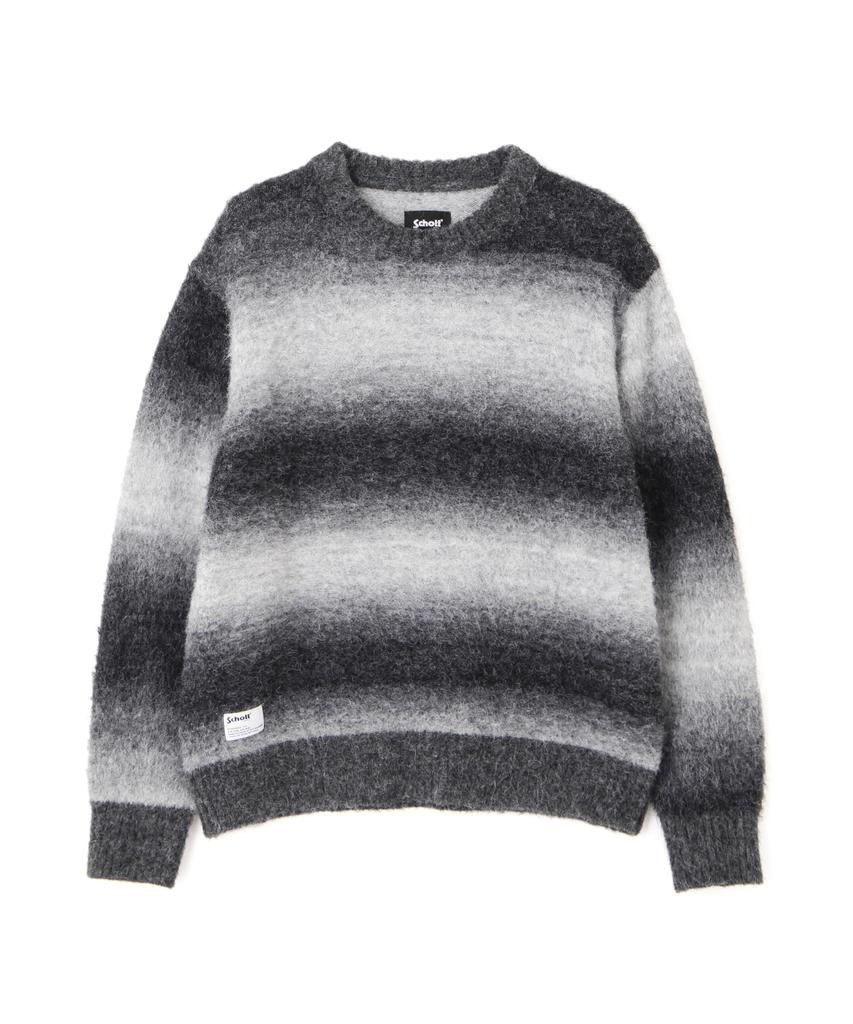 Schott GRADATION CREW KNIT, Men's, Size M, 010, Black, 782-5240004
