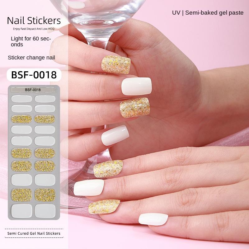

Новые гелевые наклейки для маникюра с подсветкой полузапеченные полуотвержденные наклейки для ногтей BSF-0018