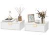 Set of 2 Wall-Mounted Nightstands, Wavy Drawer, 40x30x15 cm, White