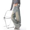 Y2K Blå Jeans til Kvinder Høj Talje Amerikansk Street Wide Leg Bukser Hip Hop Vintage Lige Efterårsbukser