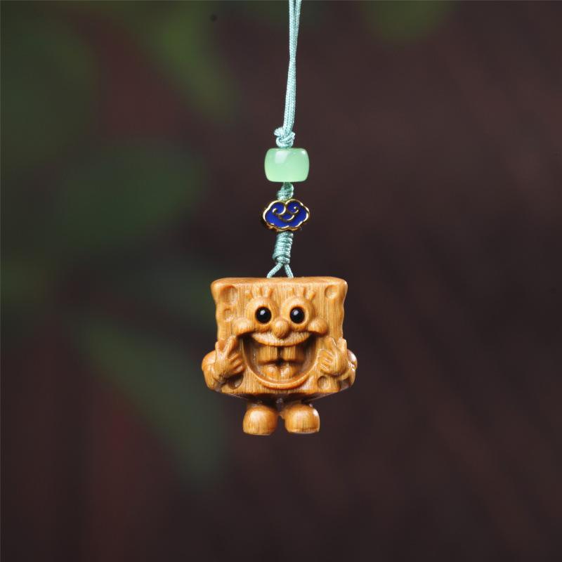 SpongeBob Sandalwood Cartoon Keychain Charm Pendant