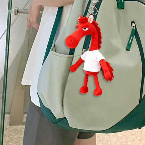 2026 Year of The Horse Plush Keychain Aloof Black Horse Auspicious Ornament Soft Bag Charm for Purse And Backpack Decor