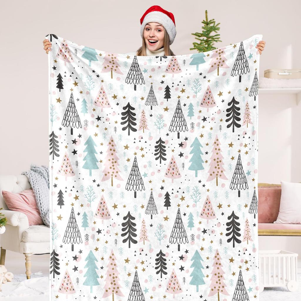 Christmas Tree Flannel Blanket Christmas Blanket Living Room Sofa Blanket Holiday Bedroom Bed Blanket Living Room Cute Blanket