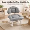 Rolling Low Stool with Backrest Padded Seat & Silent Casters Thick Foam Cushion Smooth Multidirectional Movement for Home Office Garage Shop Library