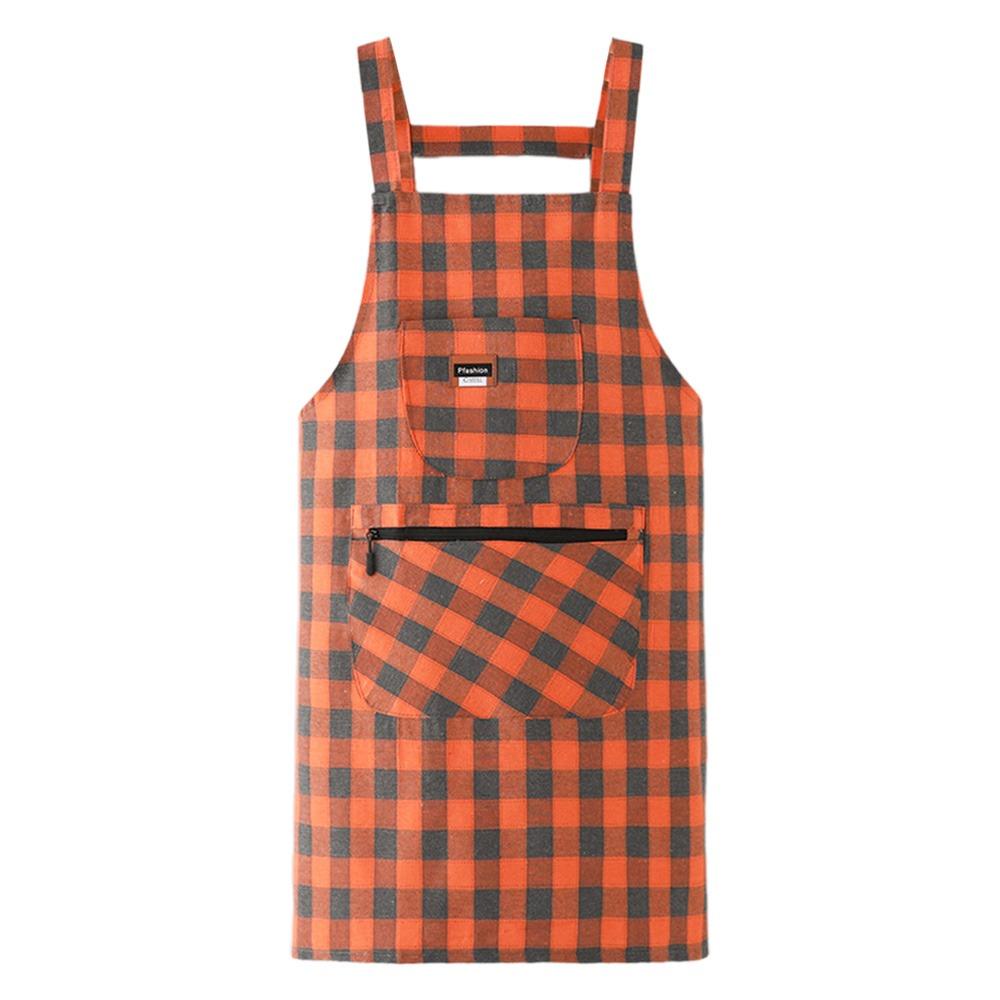 

Checkered Print Kitchen Aprons Anti Dirty Cooking Aprons Chef Work Apron Household Cleaning помаранчевий