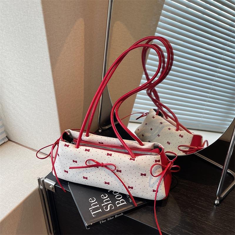 Fashion sweet bow underarm bag women's 2 summer simple niche shoulder bag personalized handbag