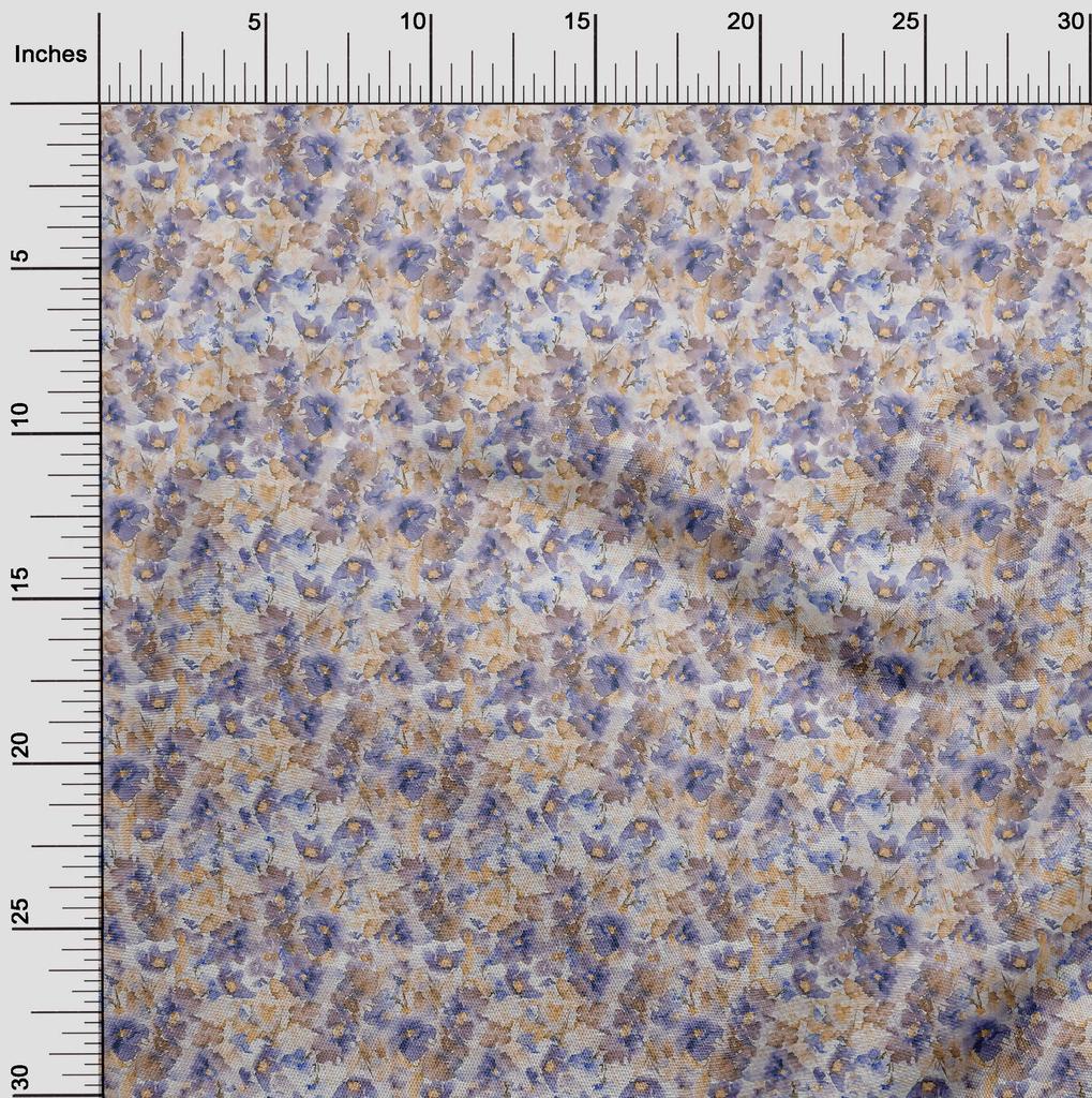 oneOone Cotton Poplin Blue Fabric Abstract Floral Sewing Fabric By The Yard Printed Diy Clothing Sewing Supplies 42 Inch