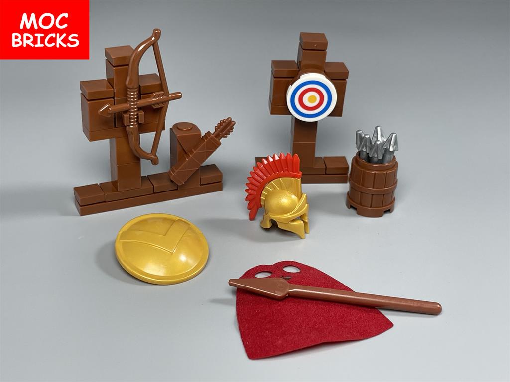 MOC Bricks Spartan Warrior Roman Middle Age Castle Knight Action Figures Arrow Educational Building Blocks Accessories Kids Toys