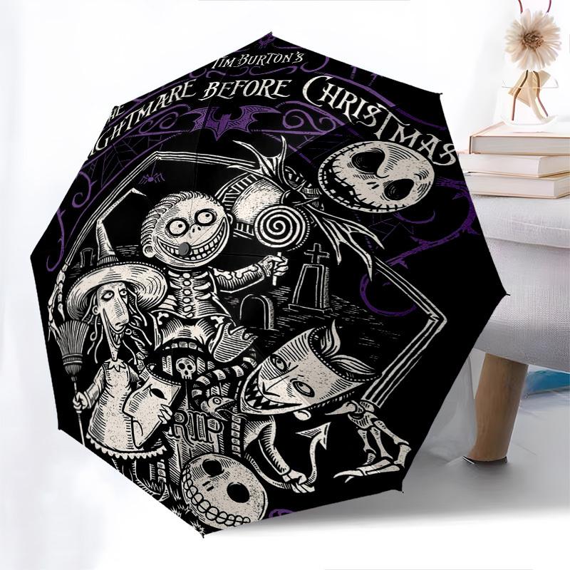 Nightmare Before Christmas Themed Automatic Opening and Closing Umbrella, Brightly Colored 8-rib Portable Umbrella, Suitable for Men and Women, A Perf