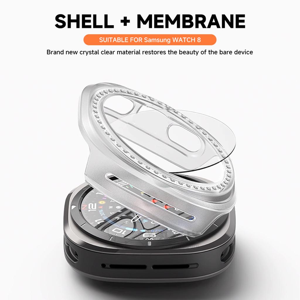 Diamond Case+ Glass For Samsung galaxy watch 8 40mm 44mm Accessories PC Protective Bumper shell for galaxy watch 8 cover