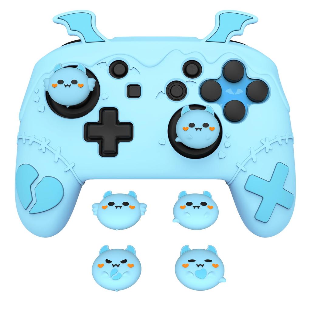 PlayVital Gothic Imp Series Cute Silicone Protective Cover for Switch Pro Includes 4 Thumb Grips and 2 Grip Silicone Cover Controller, Stickers,