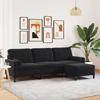 3 Seater Sofa with Ottoman In Black 210 Cm Velvet