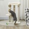 Cat Tower with Bed, Platform and Toy Ball, Made of Wood, Plush and Jute, 48.5x40x76 cm, Beige
