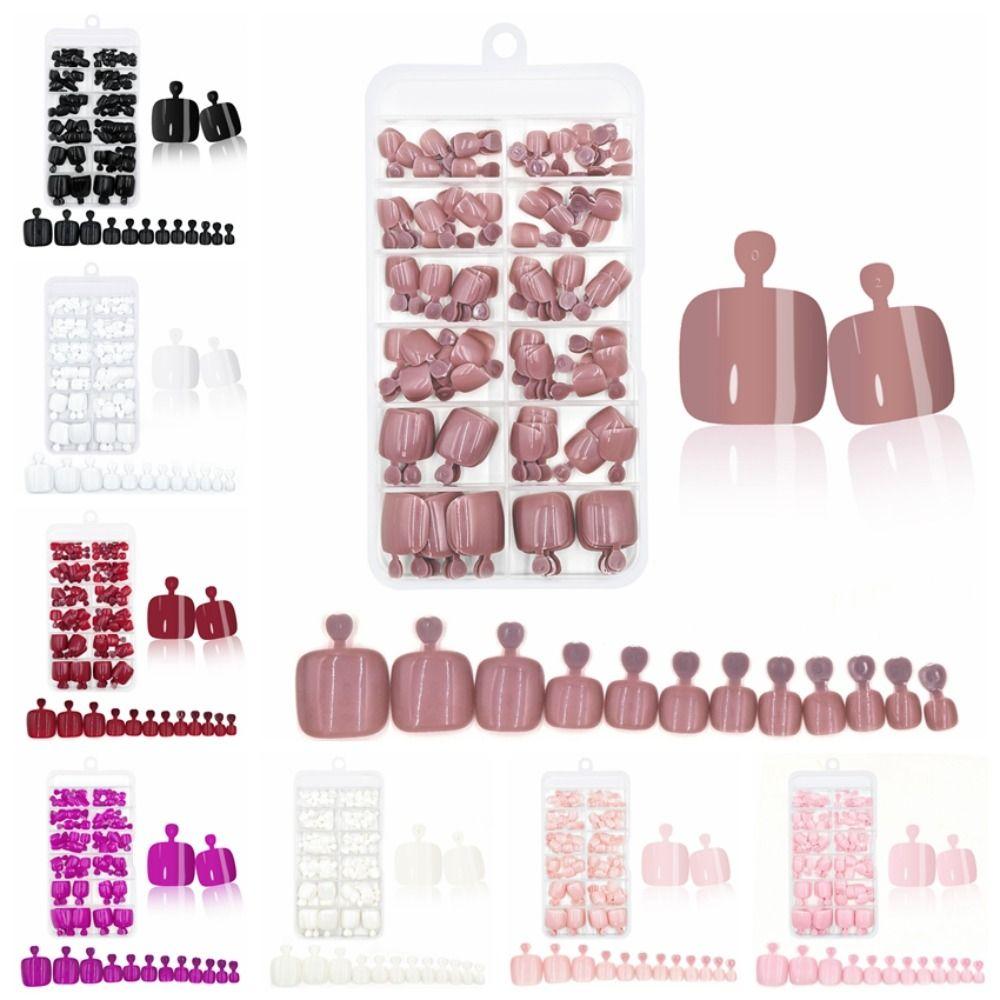 120Pcs Glossy Women Fake Toe Nails Nude Toe Nail Tips New Fake Toenails