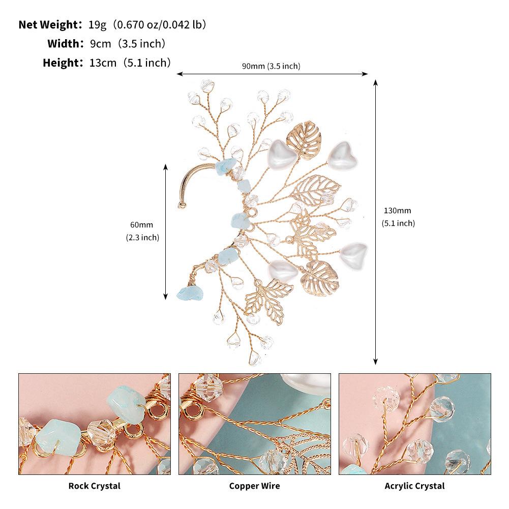 

Новые серьги-каффы с кристаллами и цветочными листьями, красивые легкие роскошные серьги в виде эльфа без проколов, серьги ручной работы