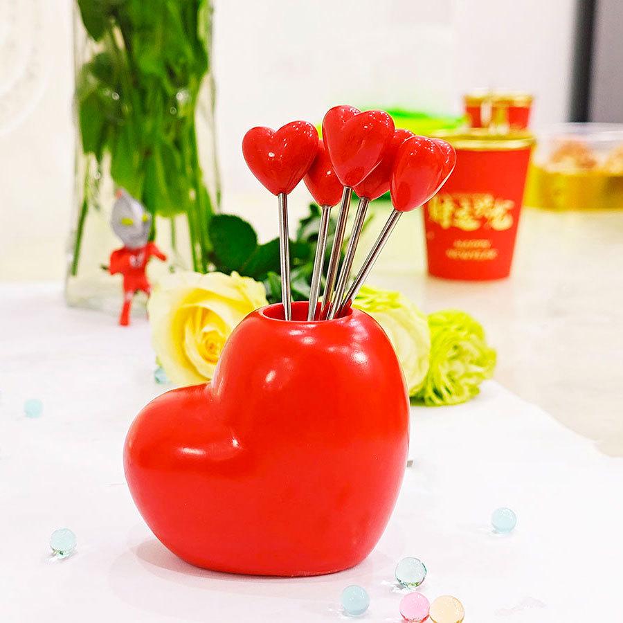 Edelstahl Obstgabeln: Niedliches Erdbeer- & Kohl-Design, Perfekt für Heimdekoration.