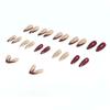 European & American Gold Frosted Red Wearable Nails - 24 Pieces