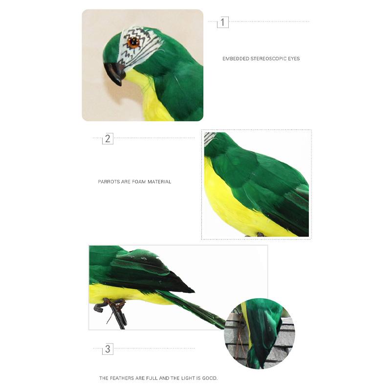 1Pc Animal Bird DIY Feather Creative Lawn Figurine Ornament Handmade Garden Prop Decoration Simulation Parrot 25/35cm