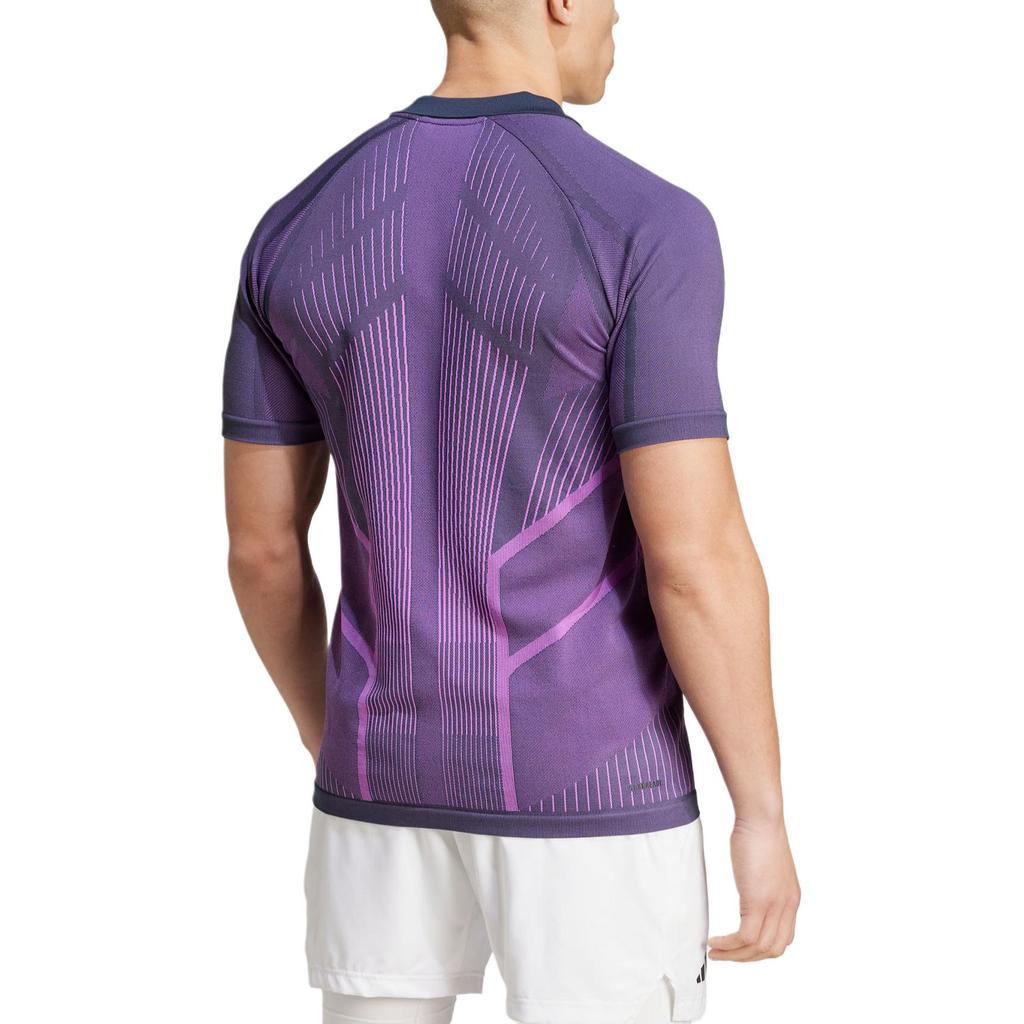 Adidas Pro Seamless Aeroready Freelift Striped Print Pullover Short Sleeve Polo Men Tops Purple IM8894