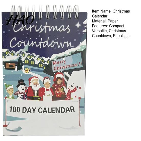 Holiday Party Supplies 2027 Christmas Advent Countdown Calendar, 100 Days Desktop Decoration Paper Flip Desk Calendar for Home Office Decor