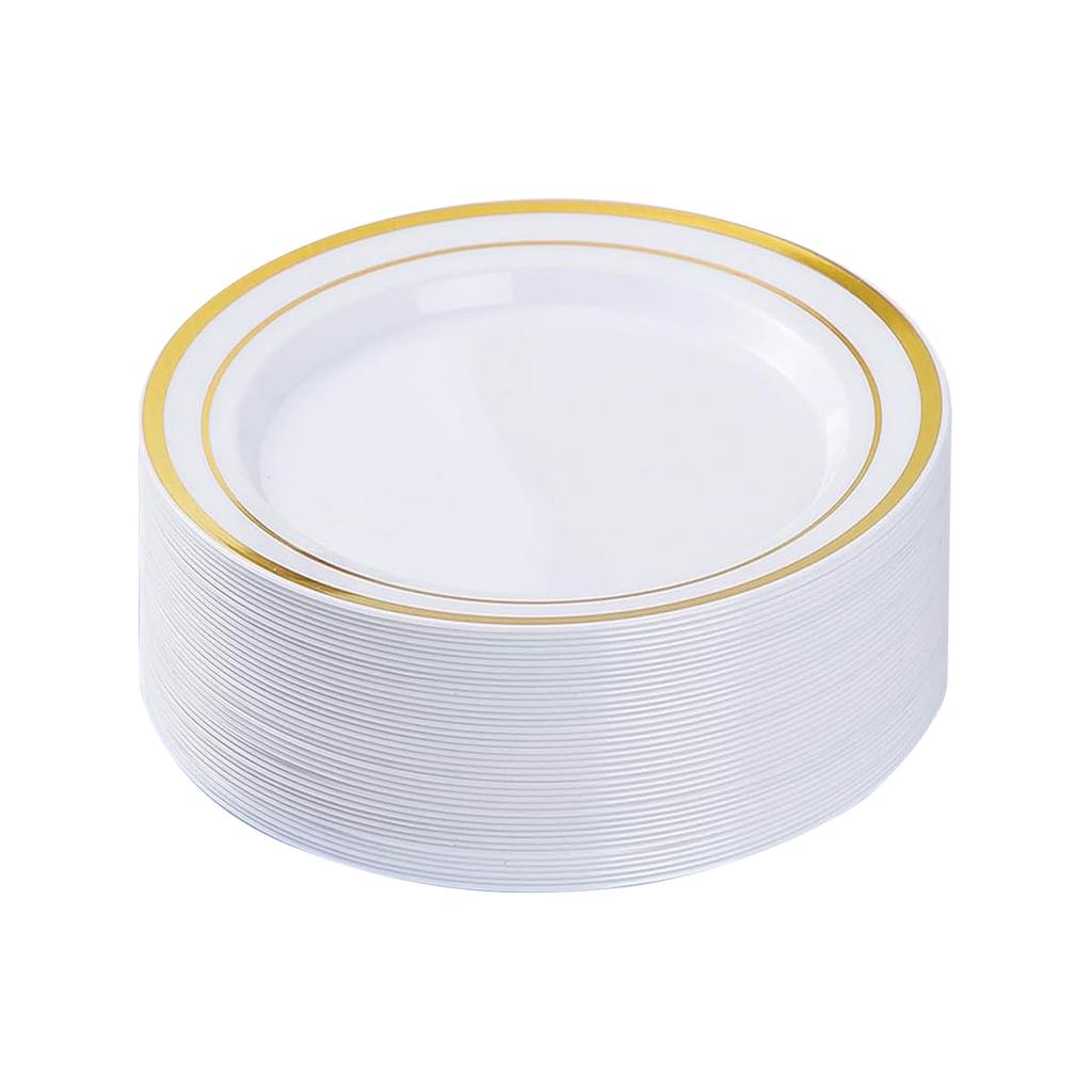 Disposable Tableware Beautiful Plastic Plate Disposable Dinner Plate And Dinner Plate Set Gold Trim Pattern