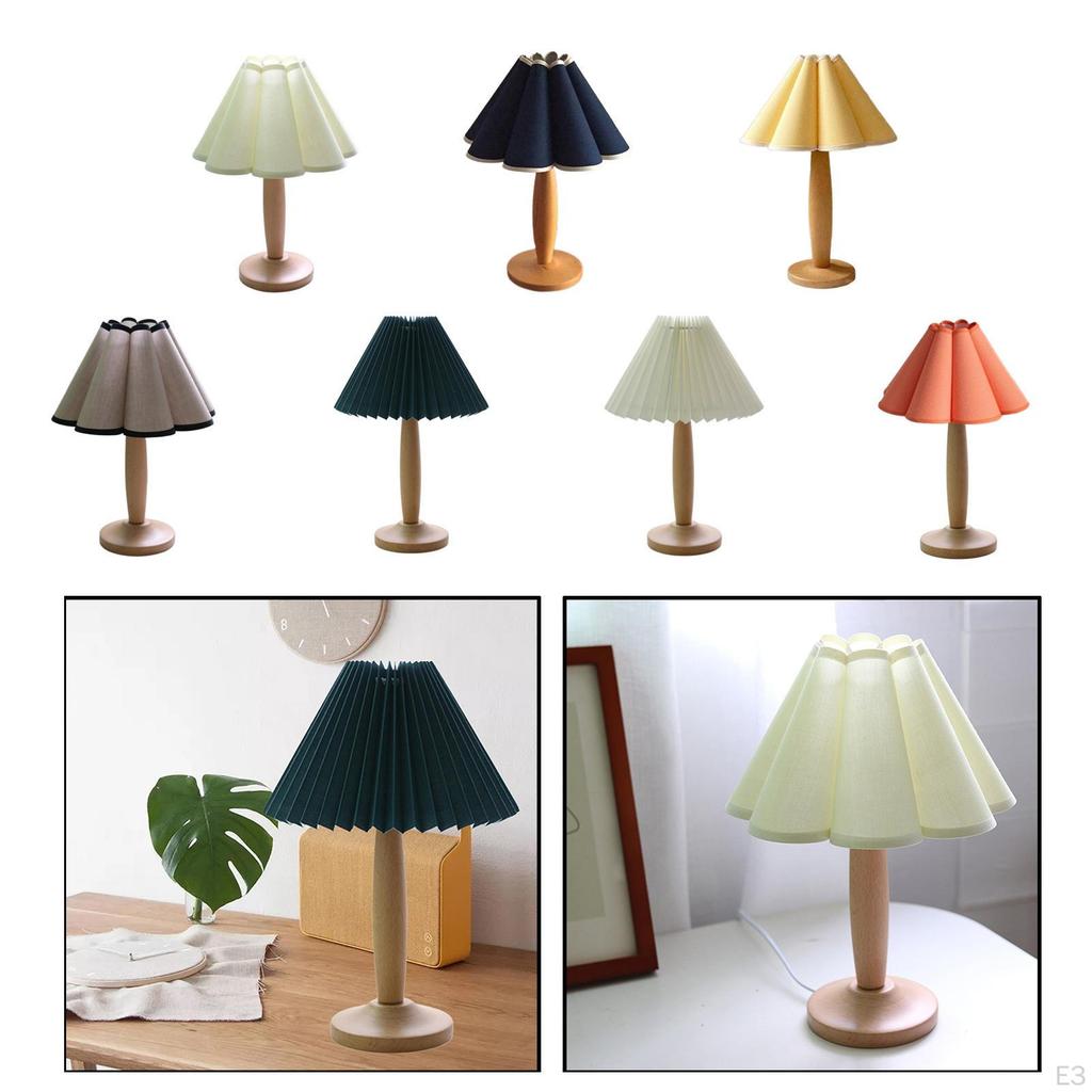 Modern Bedside Nightstand Lamps 14.17inch with PP folding washable Shades for Bedroom Guestroom
