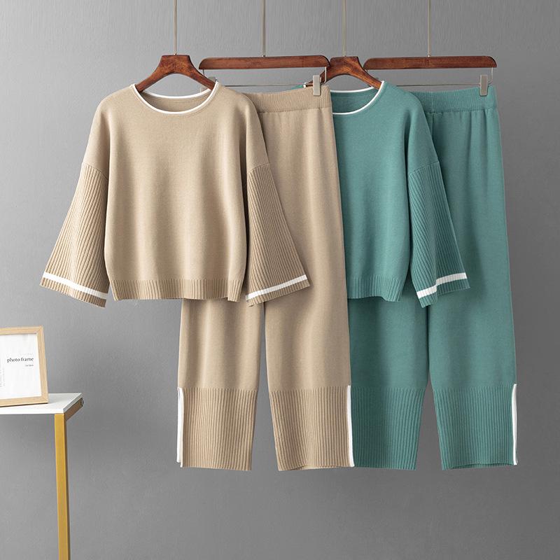 Women's European Style Casual Two-Piece Set - Spring/Autumn 2024 Fashion, Age-Reducing, Solid Color
