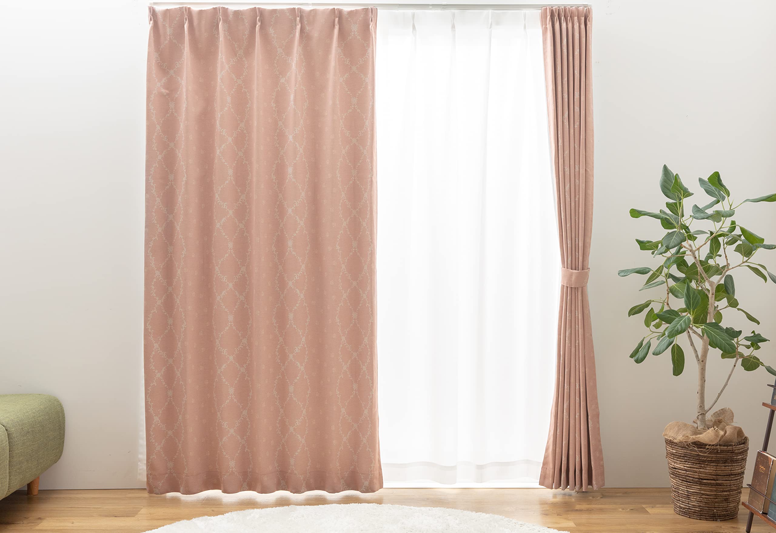 

Univer Drape Level 2 Shape 100cm Wide x 200cm Set of Mellow Curtains, Blackout, Memory, Long, 2, Washable, Pink, розовый
