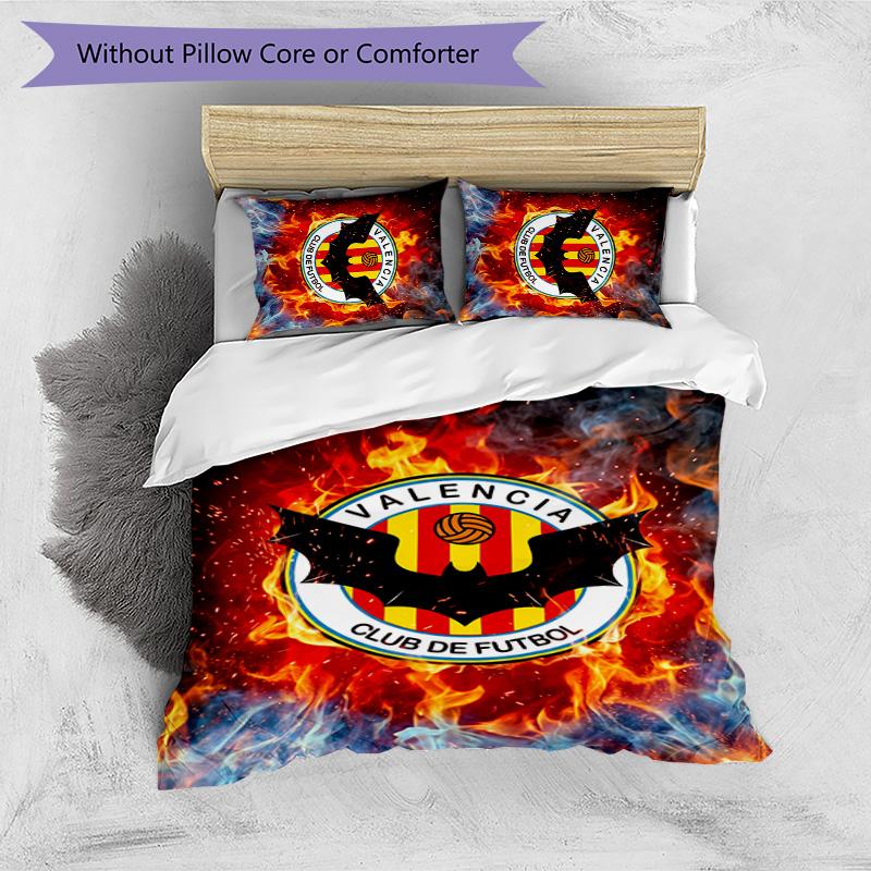 Valencia FC Printed 3PCS Bedding Set Breathable Duvet Cover with Pillowcases Decorative Bed Linen for Bedroom Home