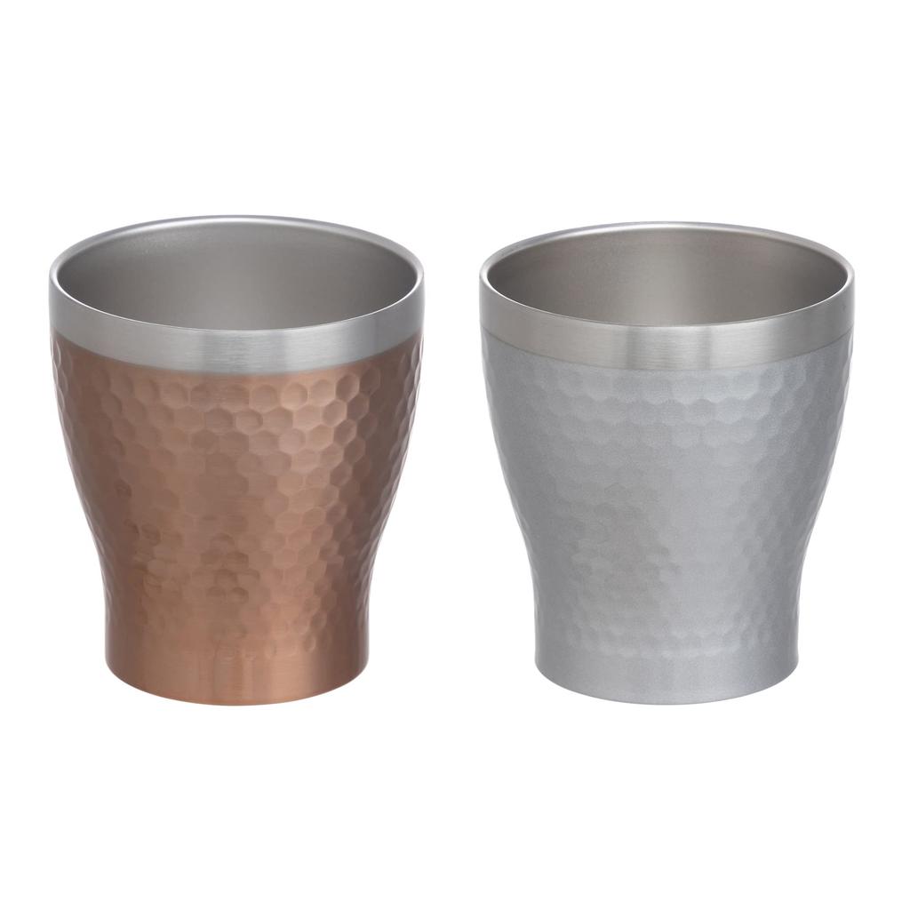 Maebata Luxe Pair of Rock Silver 29828 Cups, & Bronze, 290ml,