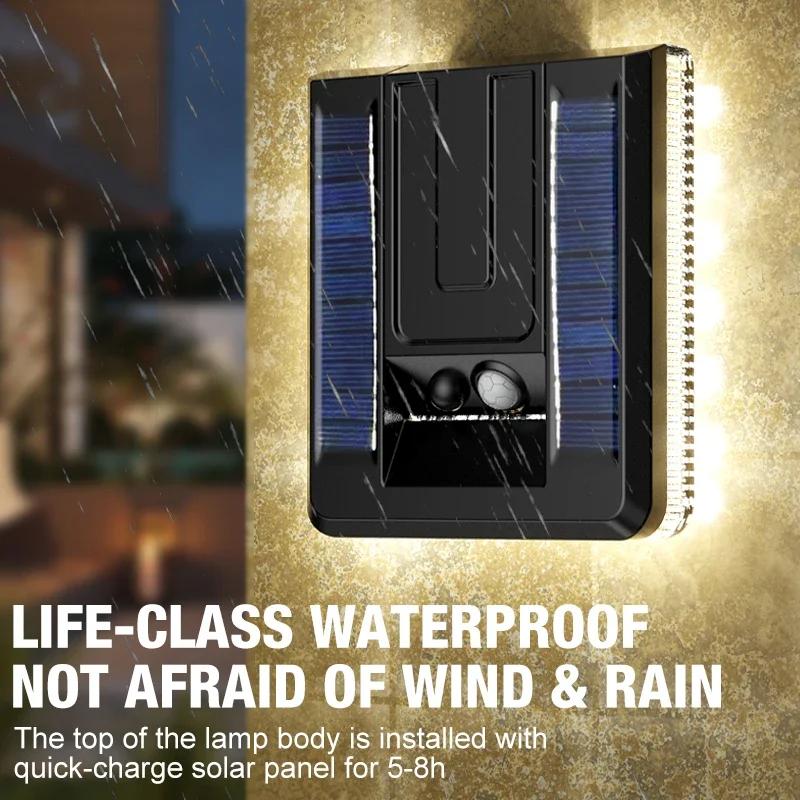 New Solar Wall Light, Smart Human Body Sensing LED Lamp, Waterproof Outdoor Courtyard Garden Decoration Lighting