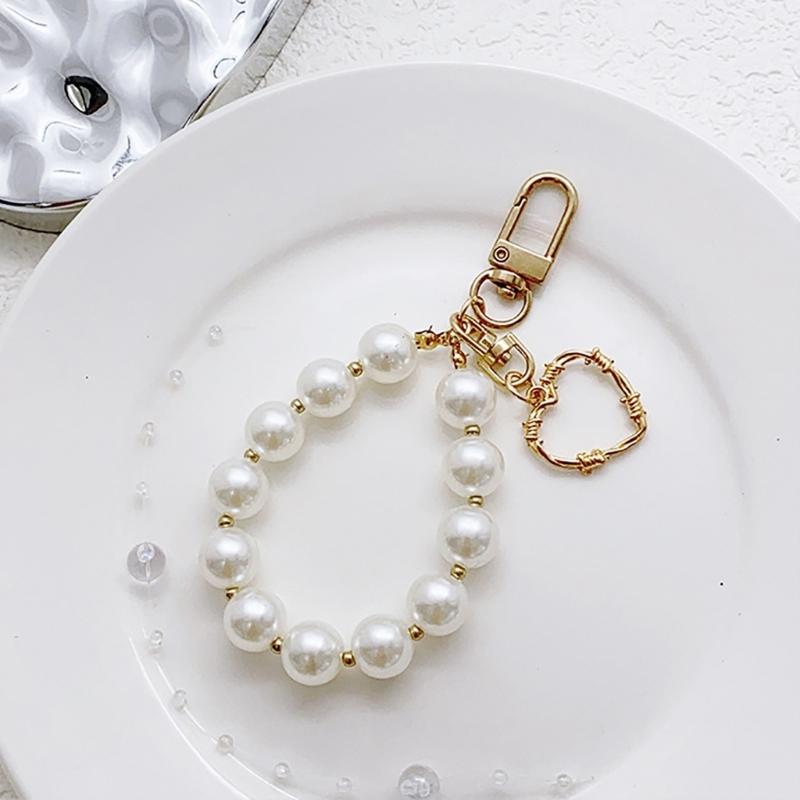 Ballet Style Ribbon Bowknot/Butterfly/Heart Key Rings Beaded Keychain Pendant Bag Accessory for Fashion Enthusiasts