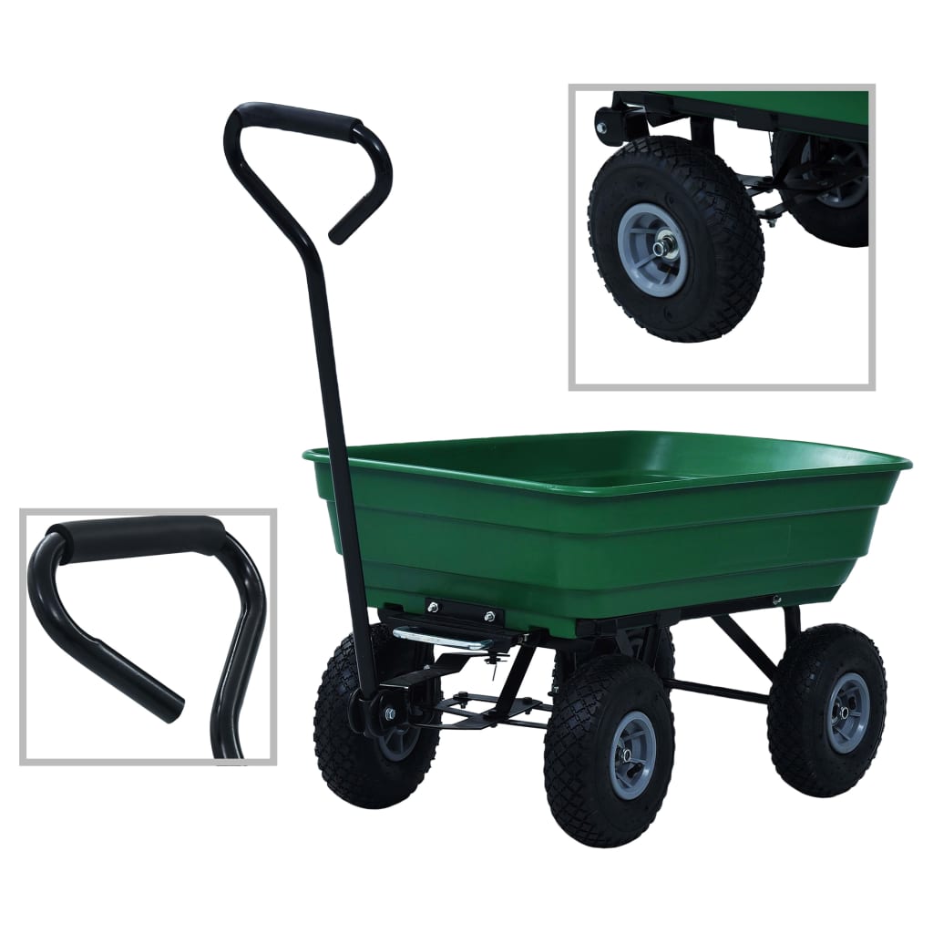 Vidaxl Gartenhandwagen mit Kippfunktion, 300 kg, 75 l, Grün