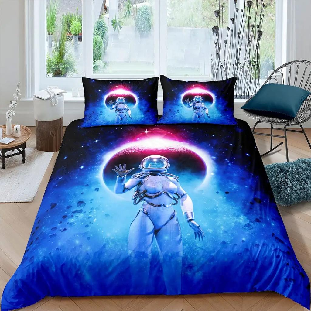 Robot Duvet Cover Set 3D Modern Science Fiction Cool Robot Bedding Sets Full Size Futuristic Machine Comforter Cover Set 2/3pcs