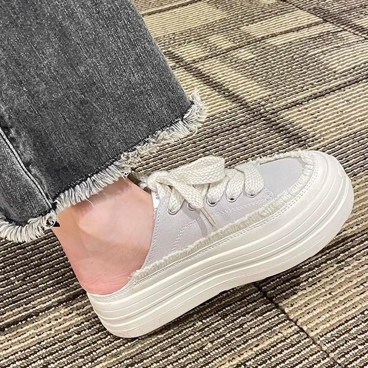 ins Korean version of dad shoes women 2025 summer new student platform sports shoes women's casual bag head canvas half drag