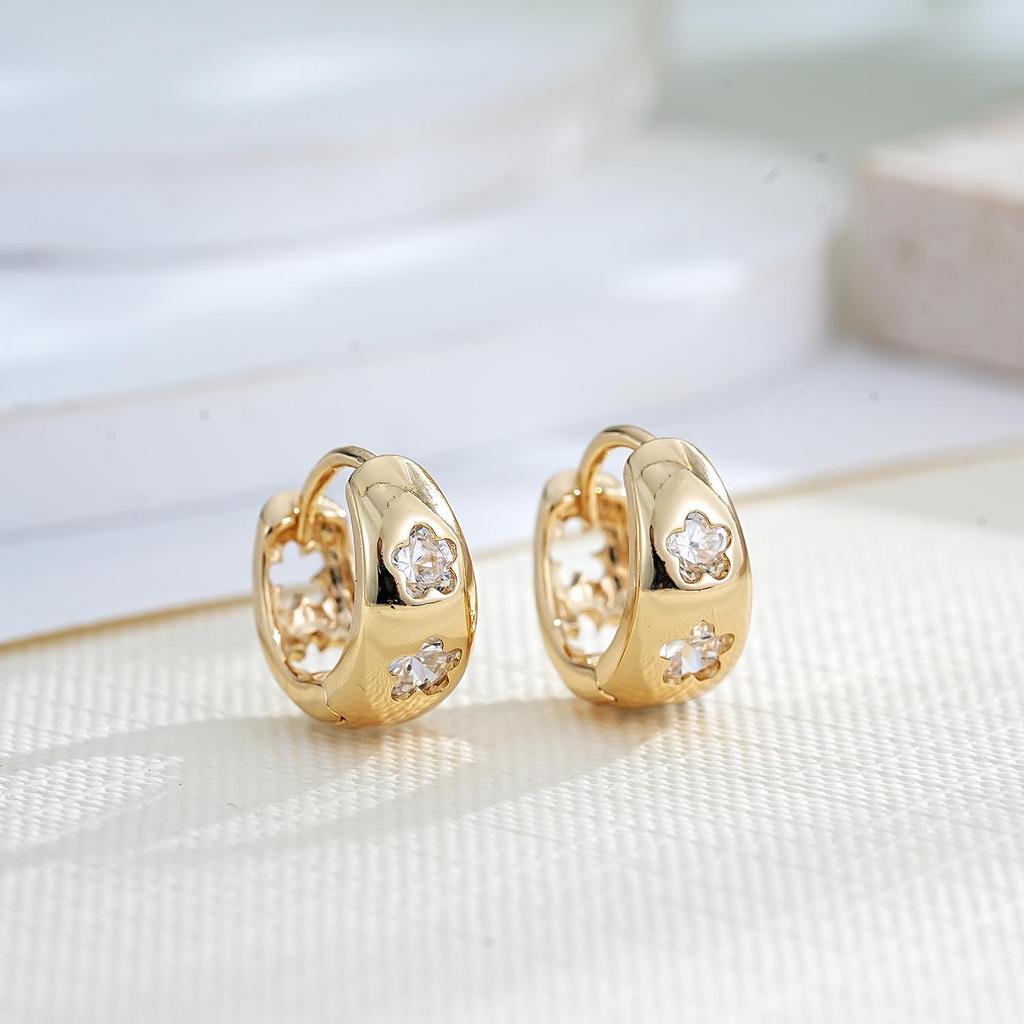 18K Gold Copper Zircon Ear Cuffs - Elegant, Versatile Women's Luxury Earrings