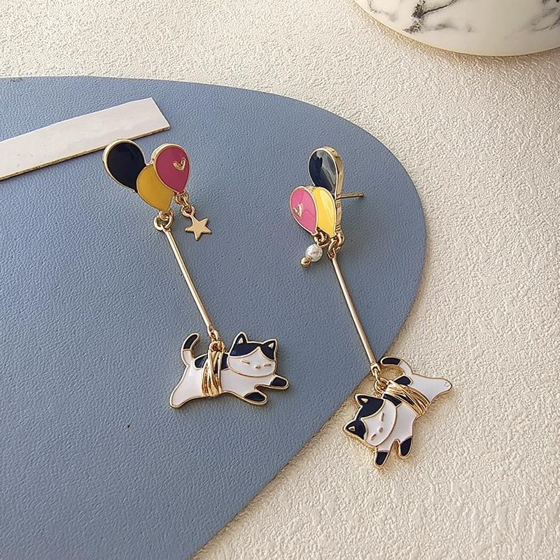 

New Trendy Cute Animal Rabbit Bowknot Dangle Earrings For Women Kitten Flower Moon Stars Asymmetric Tassel Earring Party Jewelry