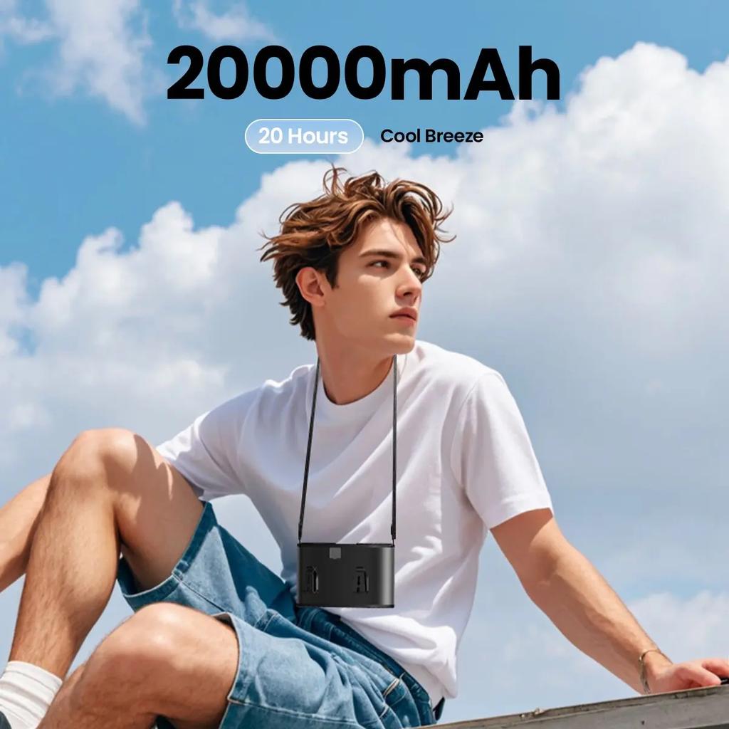 coldSky Portable Waist Fan Upgraded 10 Speeds Personal Fan 20000mAh Rechargeable Desk Fans with LED Display for Outdoor Jobsite