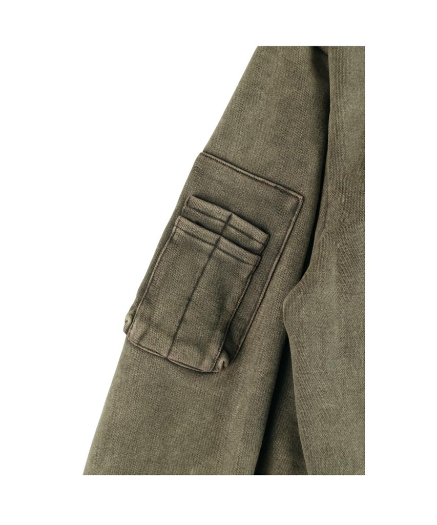 Ertr Asymmetric Zip Up Jacket Khaki
