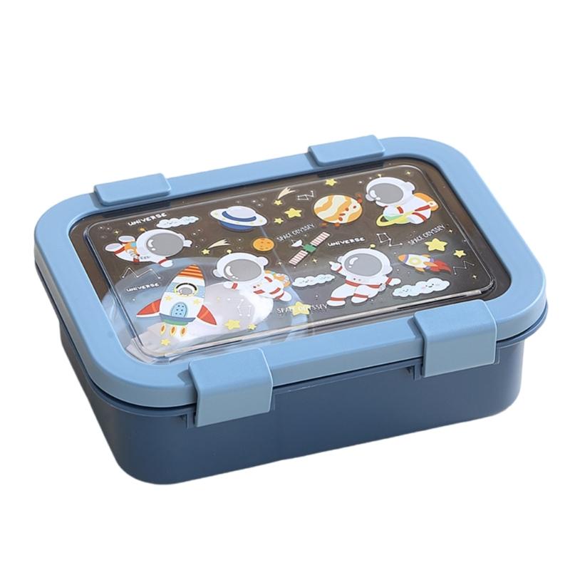 

Portable Divided Bentos Box Cartoon Design Plastic Lunch Container Easy Cleaning Cartoon Design Meal Preps Container синій