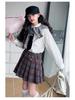 Girls' 2025 Preppy-Style Knitted Cardigan, Shirt & Pleated Skirt Set for Spring/Autumn