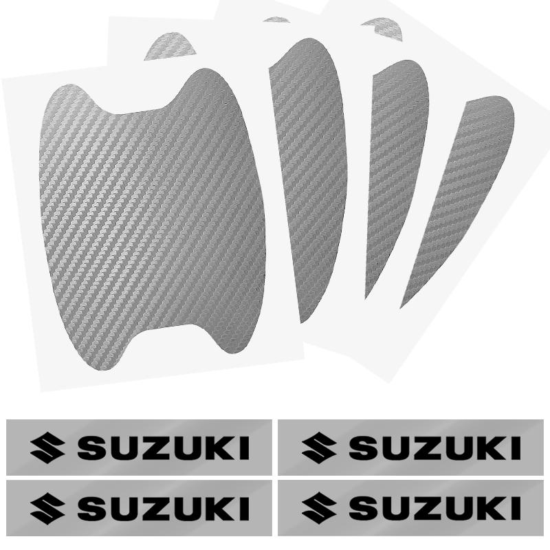 8pc Car Door Sticker Carbon Fiber Scratches Auto Handle Protection Film For Suzuki Jimny GW250 Samurai Vitara Swift Baleno SX4 Ignis Alto Splash Swace