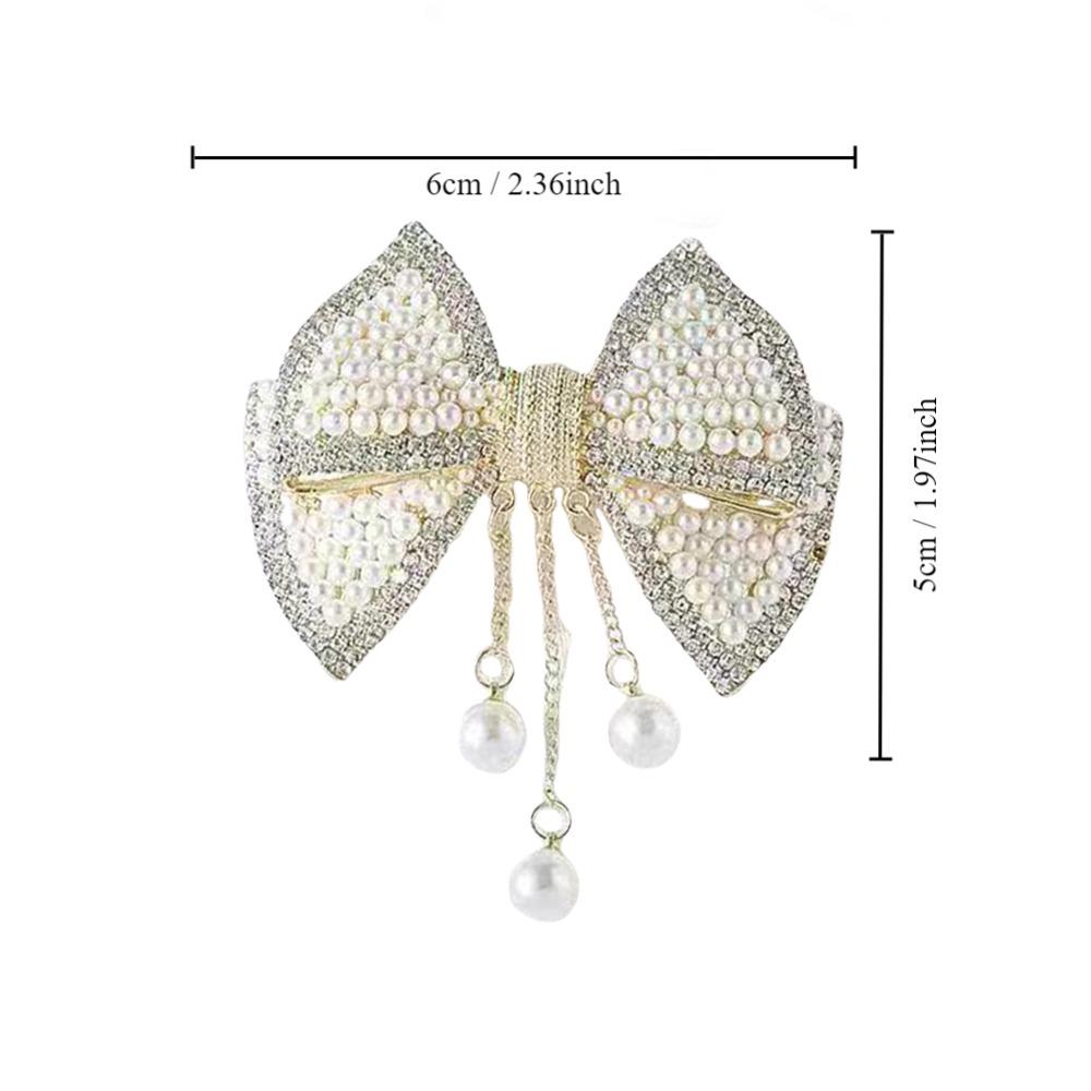 Durable Zinc alloy Women Hair Clip Ultra-fresh Sweet Style Rhinestone Hair Clip with Tassel Design Pearl Spring Clip Women
