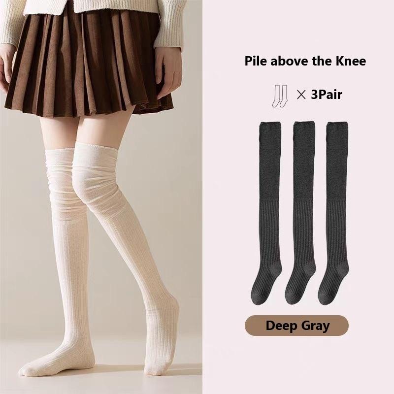 

1/3P Женские длинные носки-ботфорты однотонные чулки до бедра облегающие повседневные хлопковые выше колена модные ins женские длинные носки до колена EU35-39