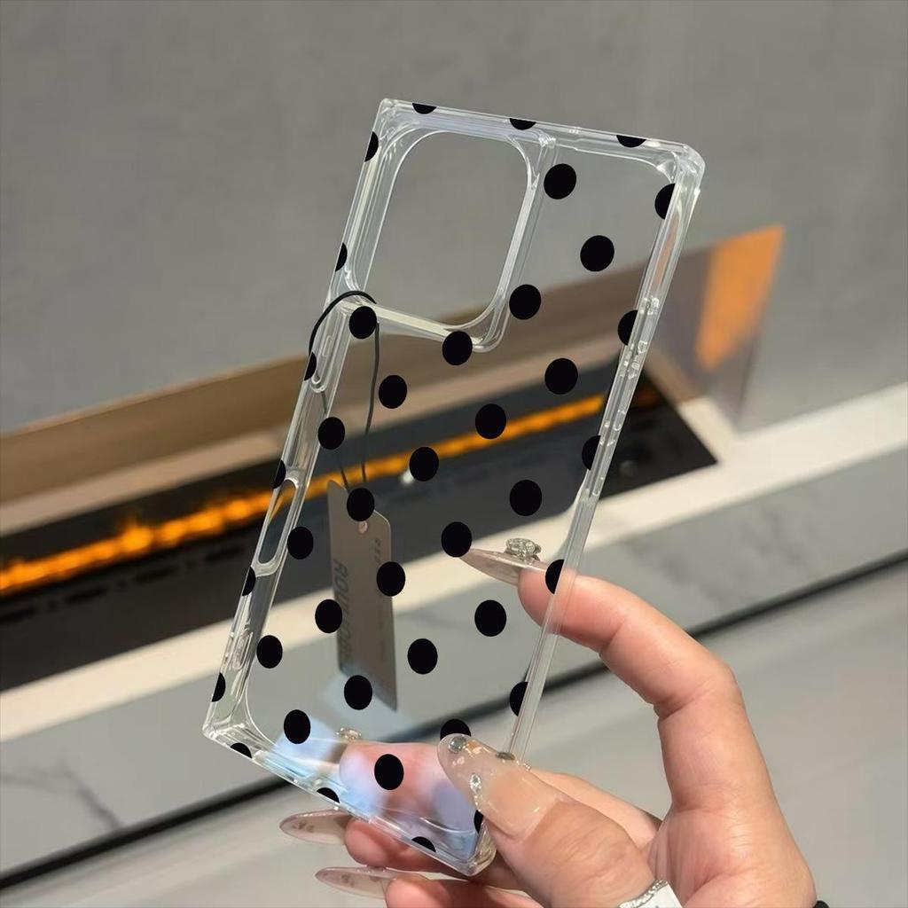 Transparente Quadratische Rückseite Röhrenhülle Schutz Für iPhone 15 Plus 14 Pro Max 16 ProMax 13 12 11 Anti-Sauerstoff, Schwarzes Punktmuster Hülle